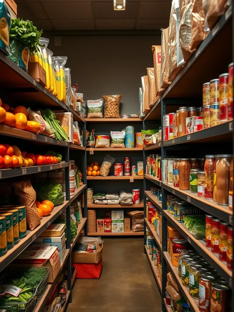 A photo of a food bank in Grande Prairie, filled with nutritious food items, ready to be distributed to individuals and families facing food insecurity.