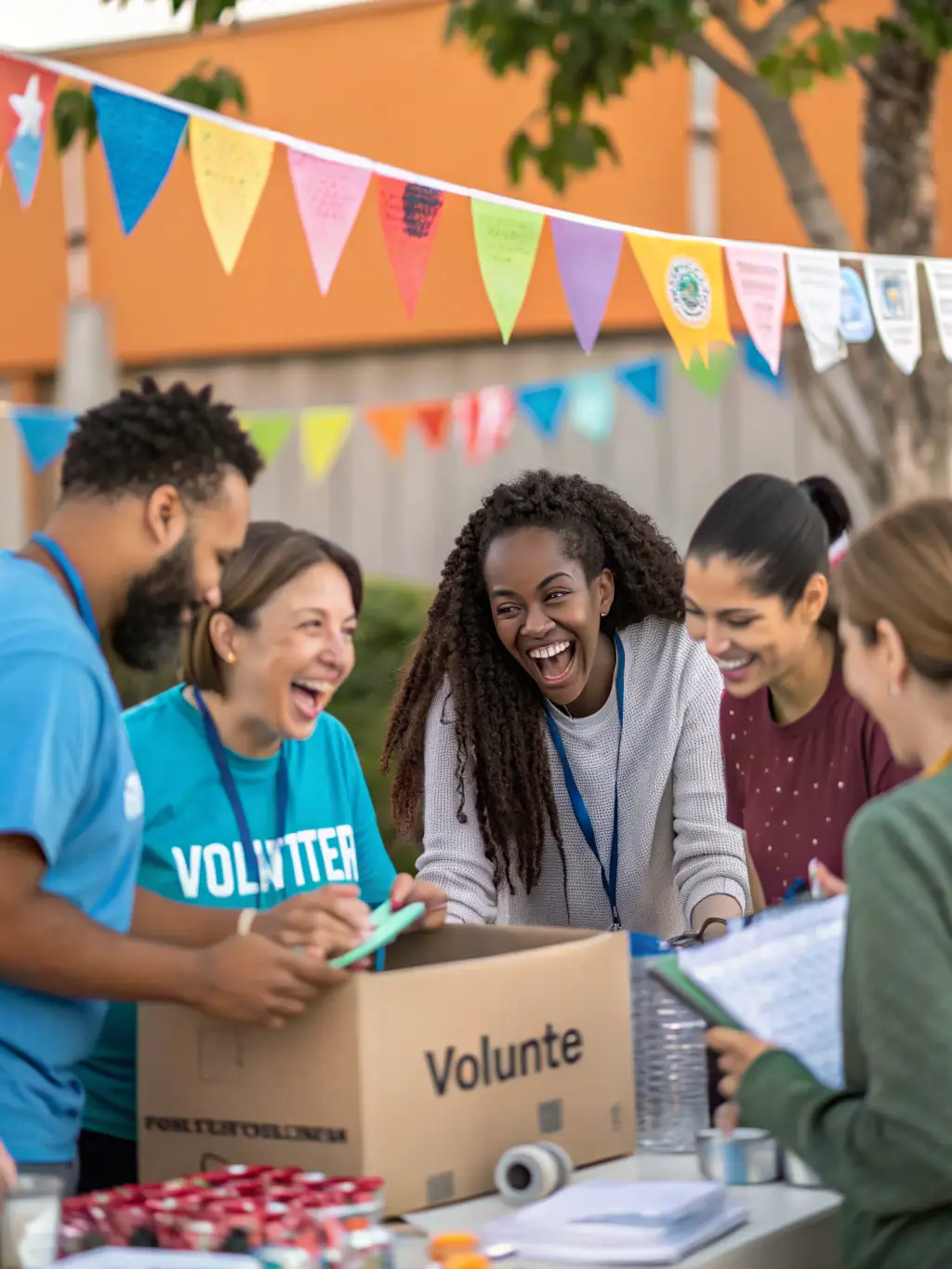 A photograph depicting volunteers planning and organizing the Zero Hunger Day event in Grande Prairie, showcasing collaboration and enthusiasm.