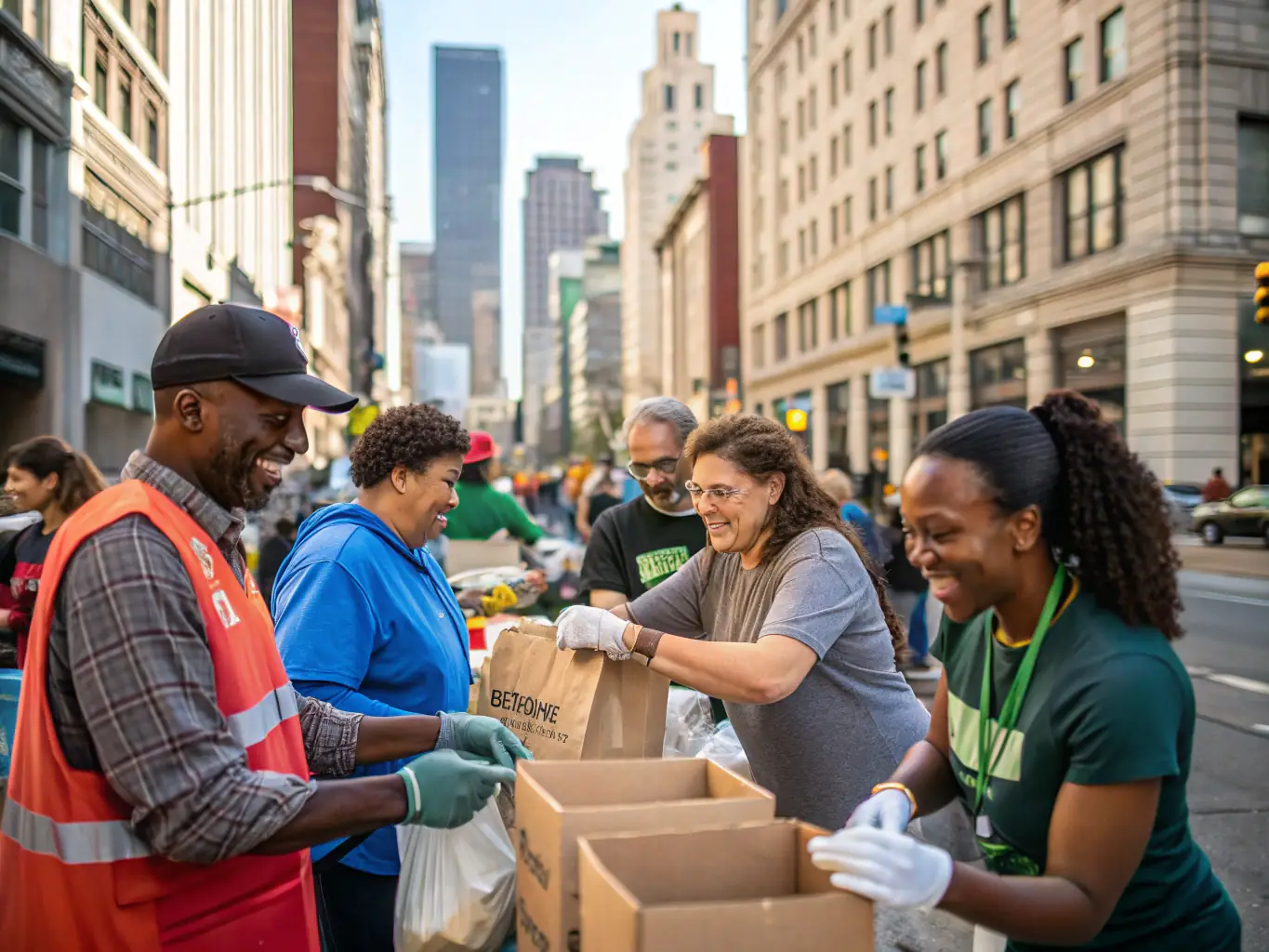 An image of volunteers delivering hot meals to families in need, showcasing the Hot Meal Delivery Program.